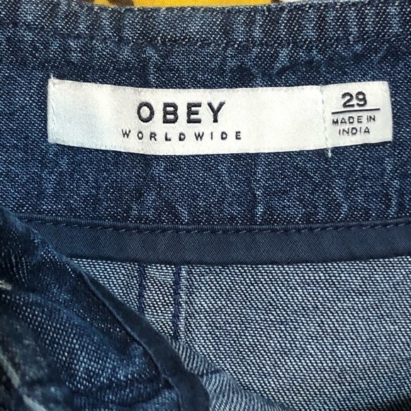 Obey Cotton Blue Aline Mini Skirt - Picture 3 of 7
